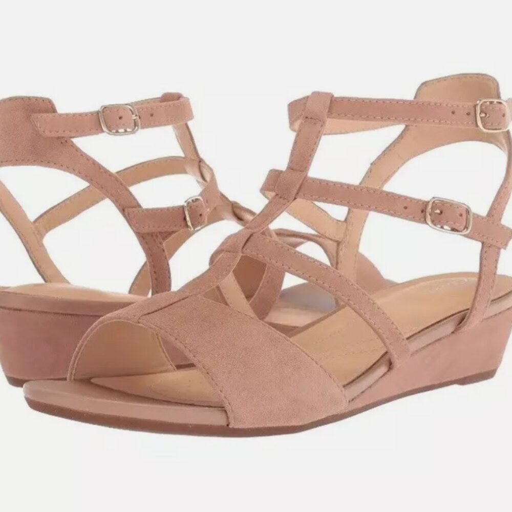 Clarks Women's Parram Spice Gladiator Suede Sandals 8.5 M in Beige